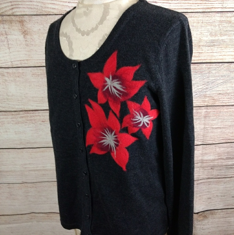 Garnet hill Marino wool Cardigan sweater ,M